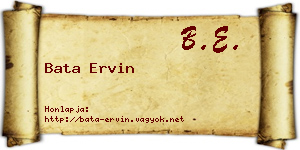 Bata Ervin névjegykártya